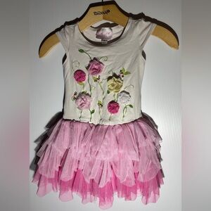 Pink and White Floral Kids Costume Dress